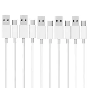 Кабель USB Type C 2 м [Комплект из 5 шт.] Тип C (USB-A-C) Кабель Прочный ПВХ-материал Быстрая зарядка 2,1 А Высокоскоростная передача данных Совместимость с типом C