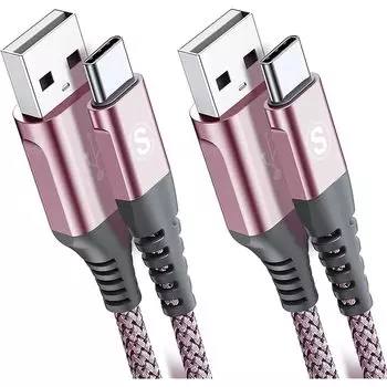 Кабель USB Type C [3 м/комплект из 2 шт.] Кабель Sweguard USB-C и USB-A 3,1 А [совместимый с быстрой зарядкой QC3.0] кабель для зарядки типа C для iPhone16/iPhone 15 Pro MAX,