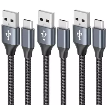 Кабель USB Type C из 3 3A для быстрой зарядки типа C, совместимый с высокоскоростной передачей данных, прочный нейлоновый материал для Samsung Galaxy S10 Note Huawei P30