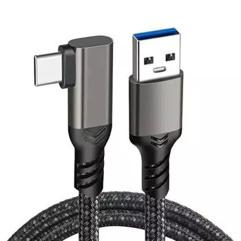 Кабель USB Type C L-образной формы Кабель USB-A - USB-C длиной 3 м [передача данных 10 Гбит/с, быстрая зарядка 60 Вт] Стандартный USB3.2 Gen2*1 совместимый с PD кабель Type-C Высокопрочный