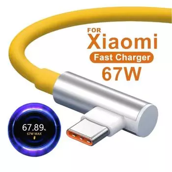 Кабель USB Type C с изгибом 90 градусов, сверхбыстрый кабель для зарядки Xiaomi 14 13 12 11Pro Ultra Lite Redmi Note 120 Вт/67 Вт, быстрая зарядка 1m