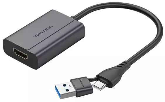 Кабель VENTION для преобразования USB-C/USB-A в HDMI из алюминиевого сплава,