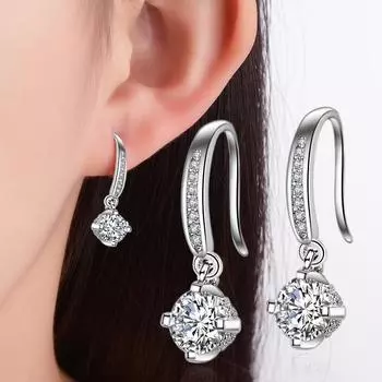 Качественные серьги-капли из серебра 925 пробы для девочек, ювелирные изделия, модные круглые серьги с кристаллами для женщин, аксессуары для вечеринок, женские