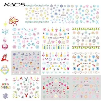 KADS 12 шт./компл. рождественские дизайнерские украшения, красивые узоры для ногтей, водные наклейки для ногтей, наклейки для дизайна ногтей