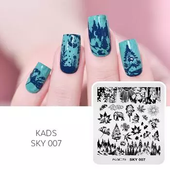 KADS пластина для штамповки ногтей Sky 007 шаблон для печати ногтей трафарет маникюрный инструмент для ногтей