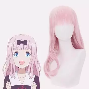 Kaguya-sama Love Is War Chika Fujiwara Косплей парик для женщин и девочек Синтетические волосы длиной 60 см Прямые аниме Cos Party Парик Розовый 60CM розовый