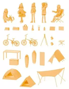 Kaiyodo Artpla ARTPLA Yuru Camp Set Неокрашенная пластиковая модель в разобранном виде AP002 Camp