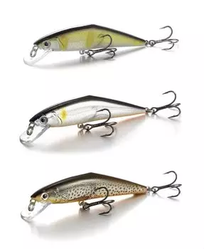 KAJIKI Heavy Sinking Minnow D 85s Set of 3 for Cherry Rainbow and Yamame Standard Color Set Salmon, Trout, Bass, Trout, (85S B)