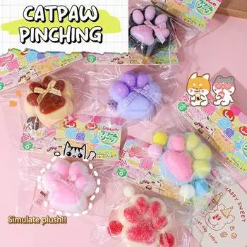 Мягкая игрушка-фиджет Cat Paw Mochi Taba, милая плюшевая игрушка-кошачья лапка, силиконовая игрушка с медленным отскоком и декомпрессией, игрушка для снятия стресса A10