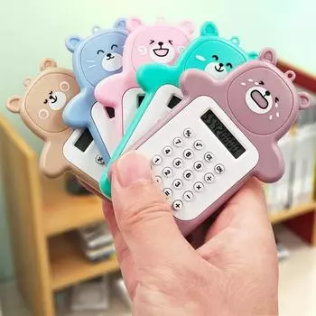 Калькулятор Caton Cute Bear Mini Slim для студентов, офисный компьютер, портативный, удобный калькулятор #C18RP# розовый
