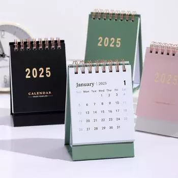 Календарь 2024-2025 Маленький настольный календарь с июля 2024 по декабрь 2025 года Настольный календарь с двойной спиралью чёрный