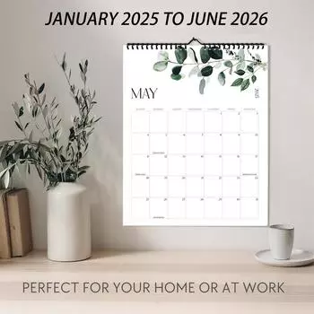 Календарь 2025, цветной календарь на 18 месяцев, двойной спиральный переплет, ежемесячный календарь планирования