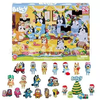 Календарь Адвента Moose Christmas Bluey Anime Фигурка Игрушки на Хэллоуин Сюрприз Скрытая коробка Модель Кукла Детский обратный отсчет Украшения Подарок