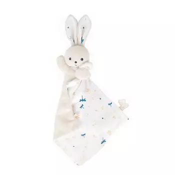 KALOO - carr Douceur - Doudou Coniglio Bianco Delicato - Peluche per Neonati - Quadrato 18 x 18 cm Bianco - Materiali Ecosostenibili - Confezione
