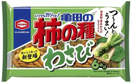 Kameda Seika Хурма Тане Васаби 6 пакетиков по 173 г х 12 пакетов Kameda s