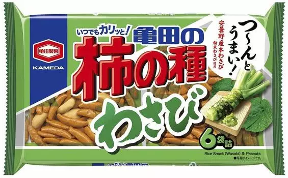 Kameda Seika Хурма Тане Васаби 6 пакетов по 164 г x 12 пакетов Kameda s