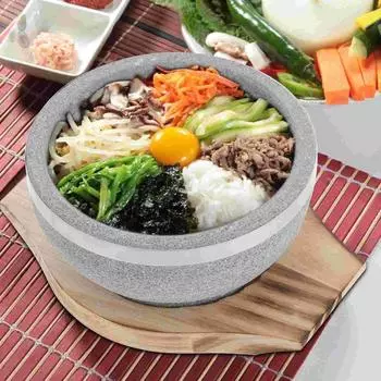 Каменная миска с лапшой Рамен, горячая кастрюля, пибимпаб, миски для супа, вытянутые вручную, натуральные корейские продукты с основой