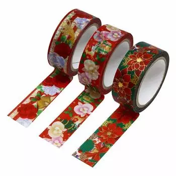 Kamiso Japanese Washi Masking Tape Beautiful MONDE Christmas 15mm Width 7m 3 Piece Set A