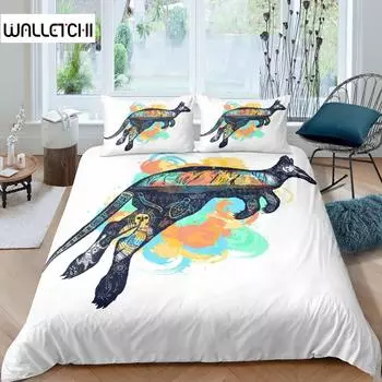 Kangaroo Duvet Cover Polyester Boho Tortoise Fish Colourful Tie Dye Quilt Cover Paisley Animal Theme Bedding Set Queen King Size EU single(135x200cm)
