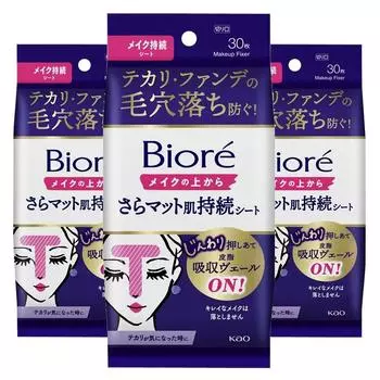 Kao Biore Make-up Soft Matte Skin Long-lasting Fixer Sheet 30 шт., 3 шт.
