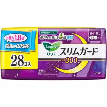 KAO Laurier SlimGuard Volume Pack для обильной ночной нагрузки 300 28 упаковок (Квази-лекарство) Салфетка Laurier Slim Guard Napkin Slim Пожалуйста, меняйте ее по мере необходимости во время менструации.