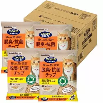 Kao Nyan Tomo Clean Туалетный наполнитель Крупный гранулированный 4 л х 4 шт. в Системе Дезодорирующий/Антибактериальный (Продано Дело) [Для туалета] оранжевый