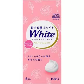 Kao Soap White Мыло белое, аромат розы, стандартный размер, коробка из 6 штук, 510 г Универсальное мыло Перед использованием тщательно вспеньте. Мыло общего назначения