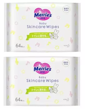Kao Sururin Clean Baby Flushable 64 листа x 2 Очищает грязь без многократного трения Немного подходит для новорожденных Салфетки Mary s, тип, упаковки,
