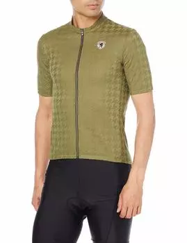 Kapelmuur Short Sleeve Cycling Jersey in Unisex Lynx Houndstooth Dry Touch Olive Size S [Made Japan] оливковый