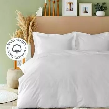 Karaca Home Back To Basic Белый комплект из 100% хлопка с одним пододеяльником