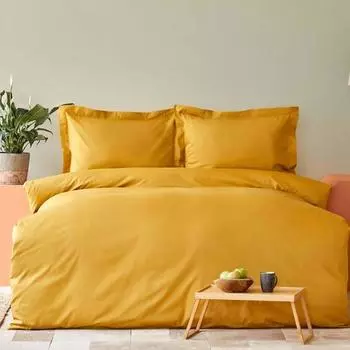 Karaca Home Back To Basic Комплект пододеяльников королевского размера из 100 % хлопка светло-горчичного цвета