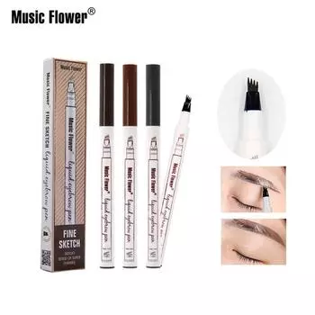Карандаш для бровей Music Flower с четырьмя зубцами, микрорельефный карандаш для бровей, толстый, водостойкий, устойчивый к поту, карандаш для бровей Wild 01#