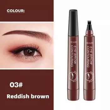 Карандаш для бровей с водостойким вилочным наконечником Sketch Liquid Eyebrow Tattoo Pen 4 головки Fine Long Lasting Eyebrow Enhancer Dye Tint Pen 1 шт., нет