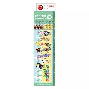 Карандаш Mitsubishi Pencil Animal Crossing DMS2 2B 1 дюжина бумажная коробка K56402B черный