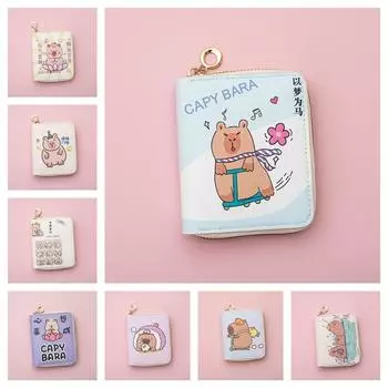 Карман для карт Capybara Pu Кошелек для монет на молнии Короткий кошелек Capybara Держатели для карт Clutch Student style8