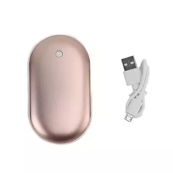 Карманная грелка для рук из алюминиевого сплава 2400 мАч USB Mini Power Bank для зимних путешествий на открытом воздухе розовое золото розового золота