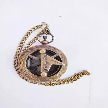 Карманный компас для солнечных часов Antiuqe Design с цепочкой и кнопкой для