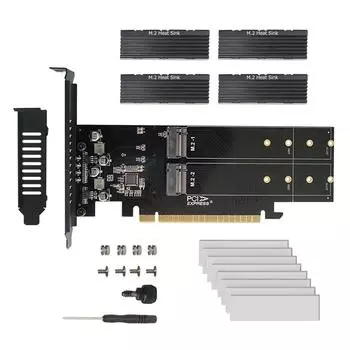 Карта адаптера Pcie к M2, Pcie X16, 4-портовый M2 Nvme M Key, SSD, дополнительная карта M.2, адаптер Pci Express X16, карта расширения Vroc Raid Chia