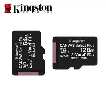 Карта памяти Kingston 64 ГБ micro SD TF Карты памяти Canvas Select Plus microSDXC Карта | До 100 МБ/с | A1 Class 10 UHS-I | SDCS2/64 ГБ/128 ГБ