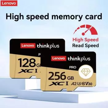 Карта памяти TF MicroSD Lenovo со скоростью чтения до 130 МБ/с, подходящая для различных устройств.