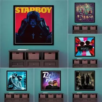 Картина на холсте Daft Punk Starboy Bangalter Rap Music Album Star плакат и фотографии, принты, настенное искусство для гостиной, домашний декор 20x20cm Unframed