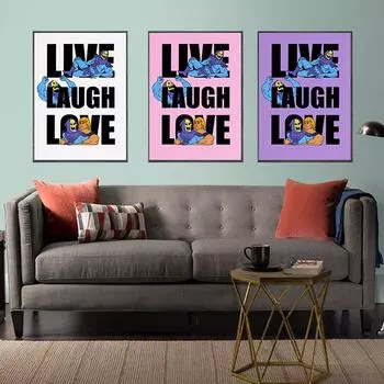 Картина на холсте, принты, забавный скелетон, настенное искусство, Live Laugh Love, He-man, постеры, украшение для дома, скандинавская модульная картина для гостиной 21x30cm No Framed бордовый