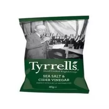 Картофельные чипсы Tyrrell с морской солью и уксусом, 40 г x 12 &