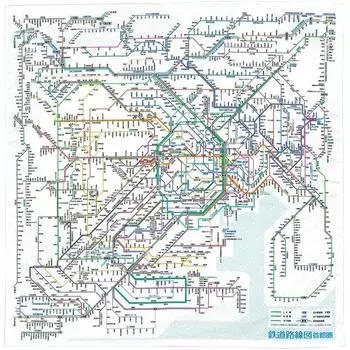 Картографическая карта железных дорог Токио Платок столичного округа Японский RHSJ