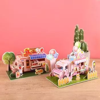Картонная головоломка DIY Кукольный домик Комната Мультфильм 3D Кафе Головоломка Комната Ролевые игры Takoyaki Shop Girls Takoyaki Shop