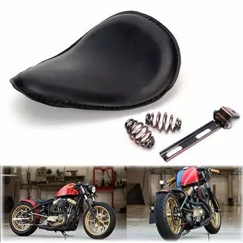 Karun Motorcycle Custom Solo Spring Bracket Seat Hard Bottom Для Harley ДЛЯ Honda ДЛЯ Yamaha ДЛЯ Kawasaki ДЛЯ Suzuki ДЛЯ Chopper Bobber Custom Black