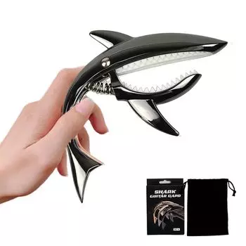 KASELIN One Touch Shark Shape Pick Guitar Capo Capo для электрогитары Capo для укулеле Capo для гитары Высококачественный цинковый сплав Крепко держит струны (черный)