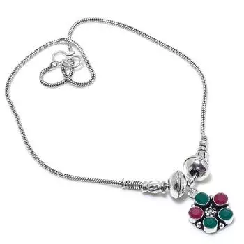 Kashmir Ruby, Emerald Natural Gemstone Handmade Gift Necklace 18 E2b91