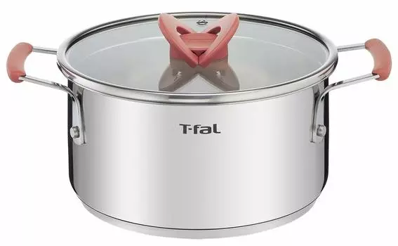 Кастрюля Tefal 20 см IH совместима с газом, не содержит опасных веществ, таких как IH, гарантия 10 лет, нержавеющая сталь, тушеная, нержавеющая сталь G72844, двуручная серебряный