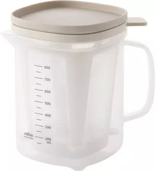 Кастрюля Yoshikawa Easy Microwave Dashi Pot 1000 мл с крышкой и ситечком со шкалой, сделано в Японии 1106146